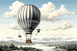 A hot air balloon in the sky vector and illustrations art.