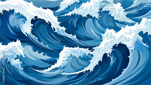 Wave patterns forming ocean waves  illustrating the dynamic and rhythmic nature of the sea. simple Vector Illustration art simple minimalist illustration creative