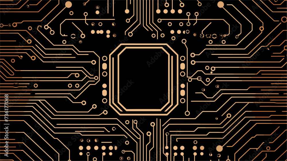 Abstract circuit board patterns forming the outline of a robot  symbolizing the role of technology in automation. simple Vector Illustration art simple minimalist illustration creative