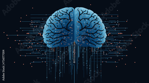 Abstract binary code forming the shape of a brain  symbolizing the cognitive aspects of computer science. simple Vector Illustration art simple minimalist illustration creative