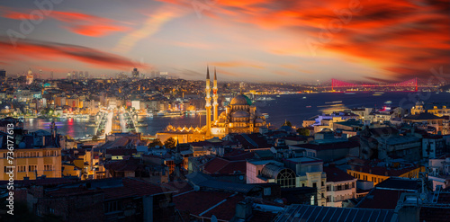 Galata Tower, Galata Bridge, New Mosque and Bosphorus Bridge, the most beautiful view of Istanbul ​