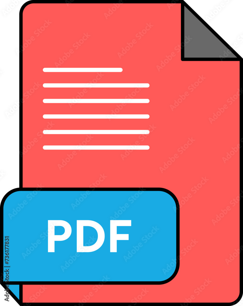 PDF File Extension icon Curious Blue and Light Red Crisp Corners PDF File Extension icon Curious Blue and Light Red Crisp Corners