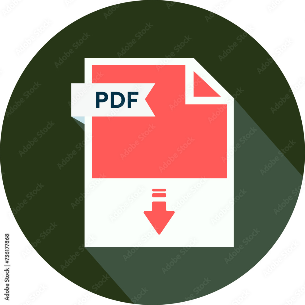 PDF File format icon Light Red circular shape PDF File format icon Light Red circular shape