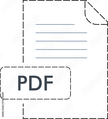 PDF file format icon Rounded dashed outline