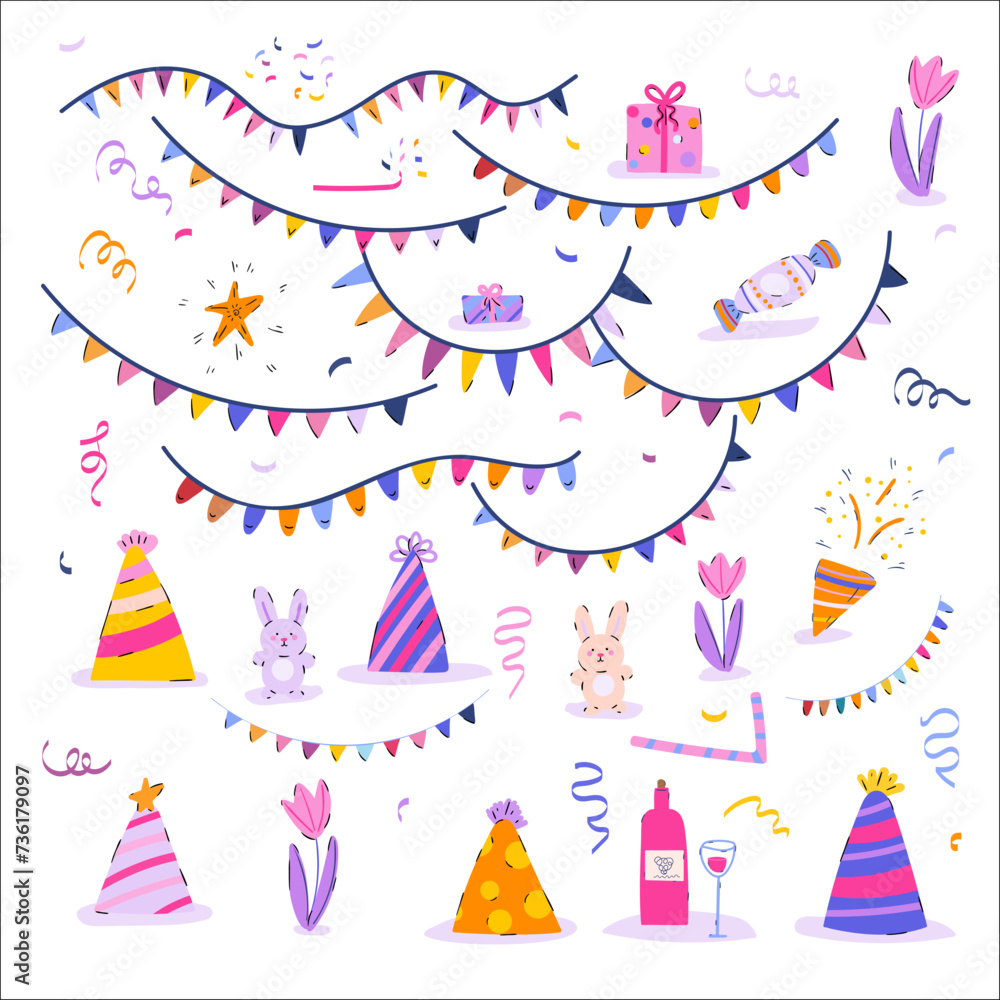 Happy Birthday vector elements set Happy Birthday vector elements set