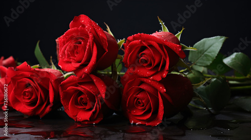 Red roses with dark background. Valentine s Day.
