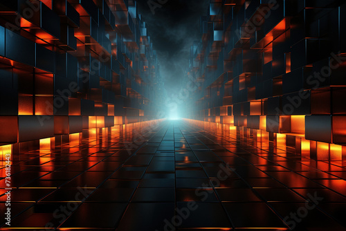 Realistic modern dark 3d random abstract object with cinematic color for background photo