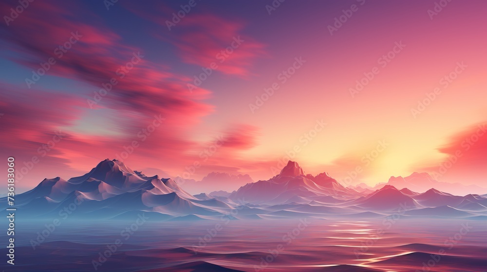 Silhouettes of Majestic Mountains against a Mesmerizing Sunset