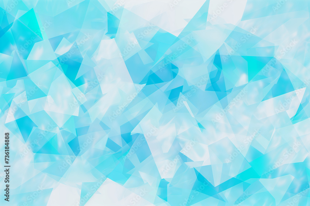 Fototapeta premium 青の背景、幾何学模様、ポリゴン、クリスタル、水色