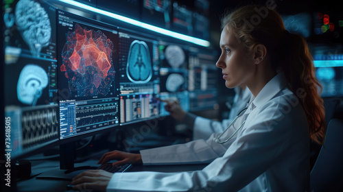 Doctors digitally diagnose patients on advanced technology equipment Digital healthcare and global health medical technology connectivity photo