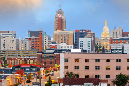 Lansing, Michigan, USA Downtown City Skyline
