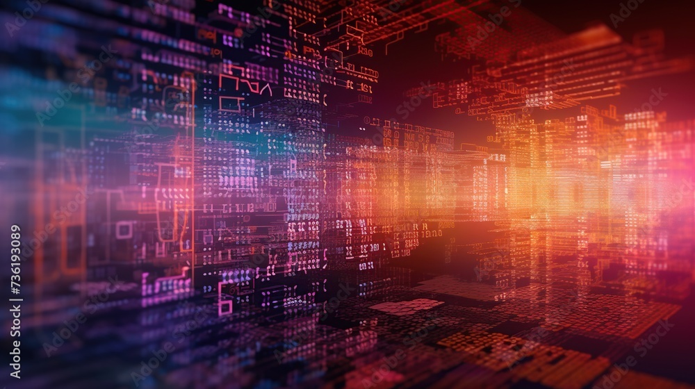 Background programming code and Computer. Digital binary code matrix ...