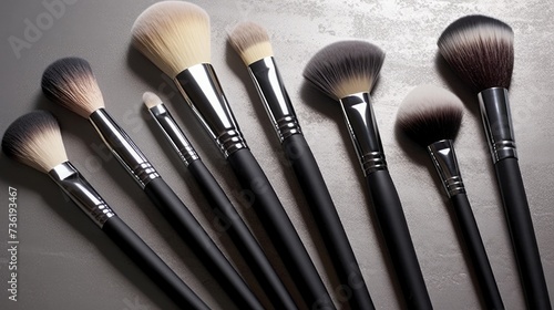 Essential Makeup Brushes A set of high-quality AI generated illustration