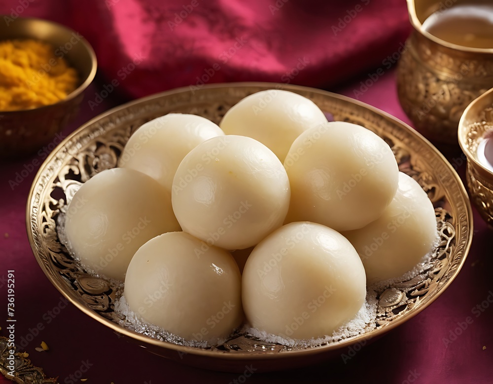 Traditional sweet or dessert popular in the eastern part of South Asia, called Rasgulla. Also called Misti.It is made with sugar and milk.Rosogolla or Roshogolla or Rasagola or Ras Gulla Traditional sweet or dessert popular in the eastern part of South Asia, called Rasgulla. Also called Misti.It is made with sugar and milk.Rosogolla or Roshogolla or Rasagola or Ras Gulla