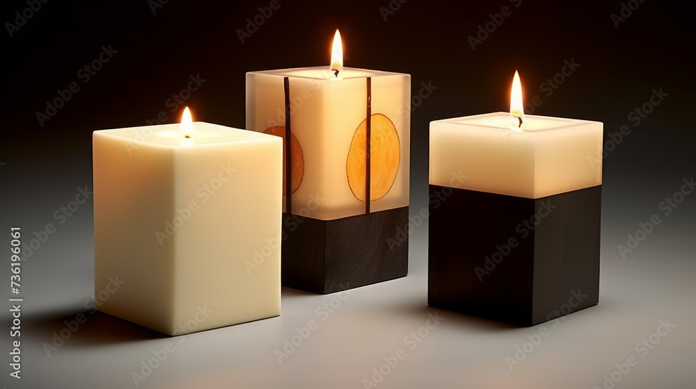 Modern square-shaped candles with clean lines AI generated illustration
