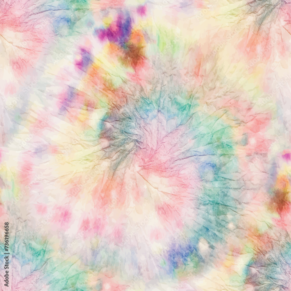 Tie Dye Rainbow Round. Blue Tie Dye. 1970s Tiedye Pattern. Rainbow Tie Dye. Blue Color Swirl Background. Swirl Pattern. Spiral Rainbow Music. 1960 Stripe Tye Dye. Abstract Vector Watercolor.