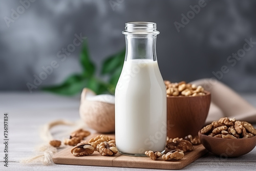 Plant-Based Milk Concept: Walnut Milk.