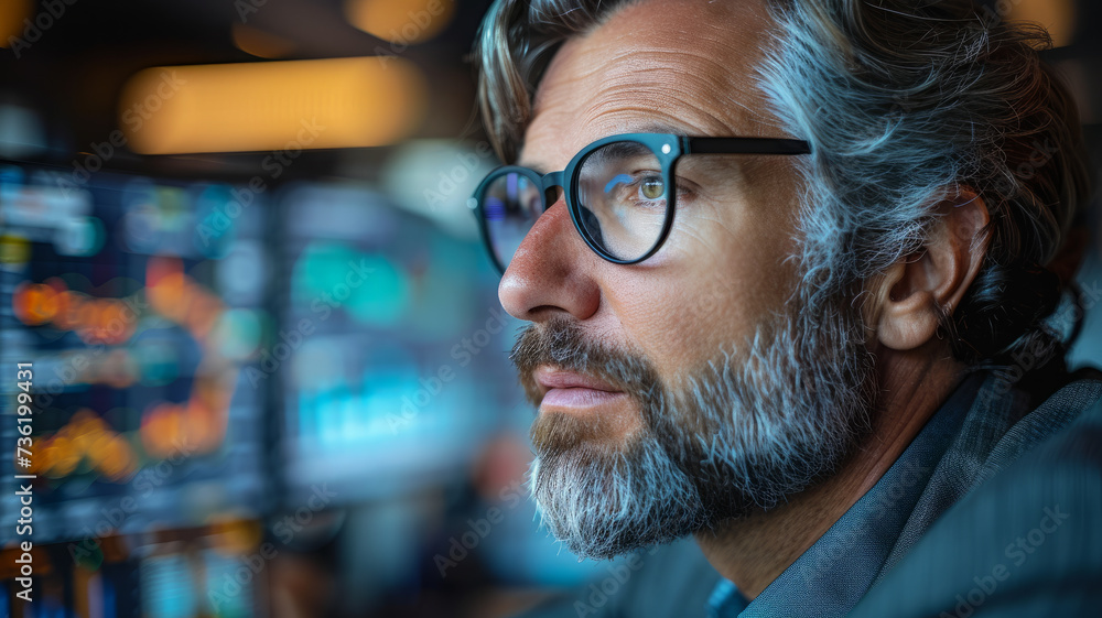 Close-up portrait of a male cybersecurity specialist. Close-up portrait of a male cybersecurity specialist.