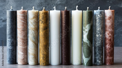 Taper candles with unique textured finishes like m AI generated illustration photo