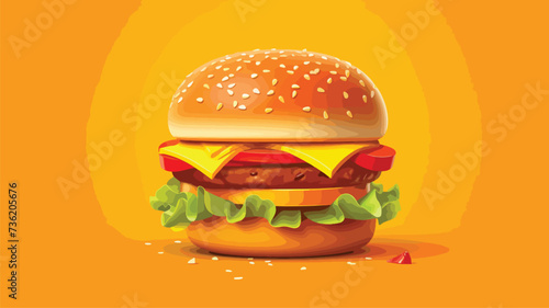 Burger hamburger. Fast food concept. 3D vector.