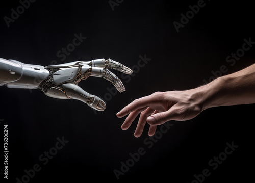 Machine learning, Hands of robot and human touching