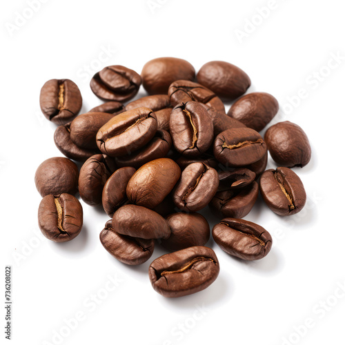 Roasted coffee beans isolated on transparent png.