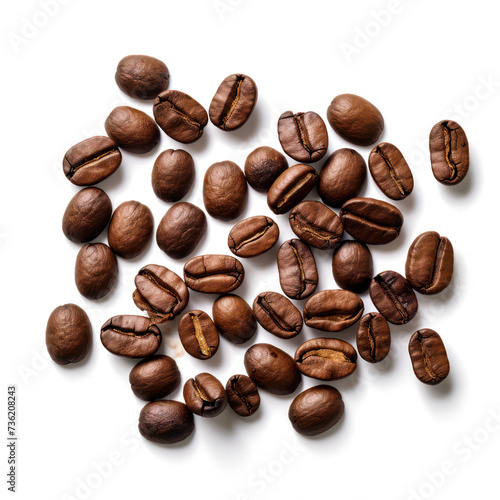 Roasted coffee beans isolated on transparent png.