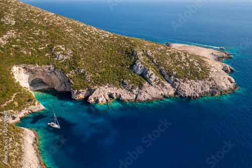 Aerial view of the coast of the sea
