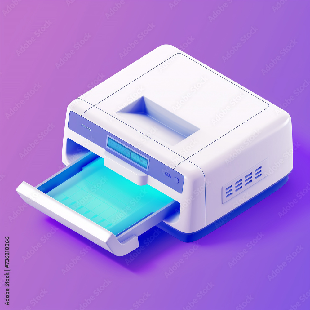 White background with isolated printer icon in 3D for business and office technology White background with isolated printer icon in 3D for business and office technology