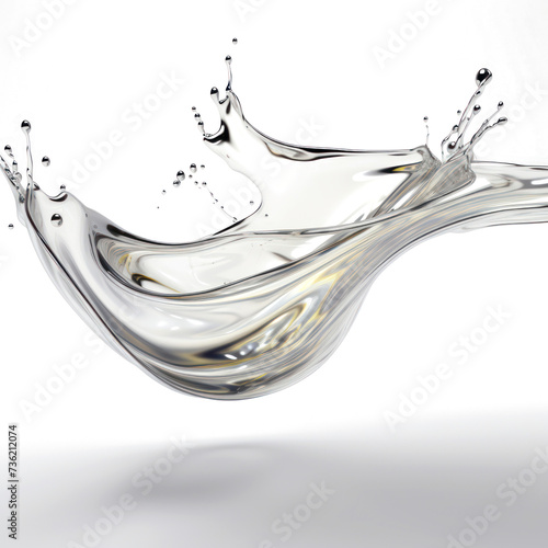 Water spill puddle and droplets, water splash isolated on transparent png.