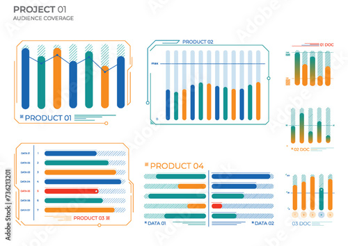 Business elements charts in color. Finance Charts.