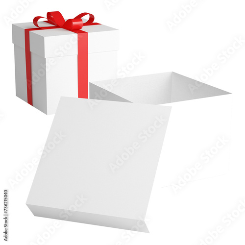 Creative concept of white gift box isolated on plain background ,simple element for your project.