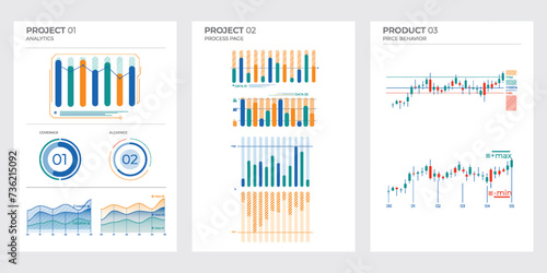 Project elements commercial charts. Modern visual vector illustration.