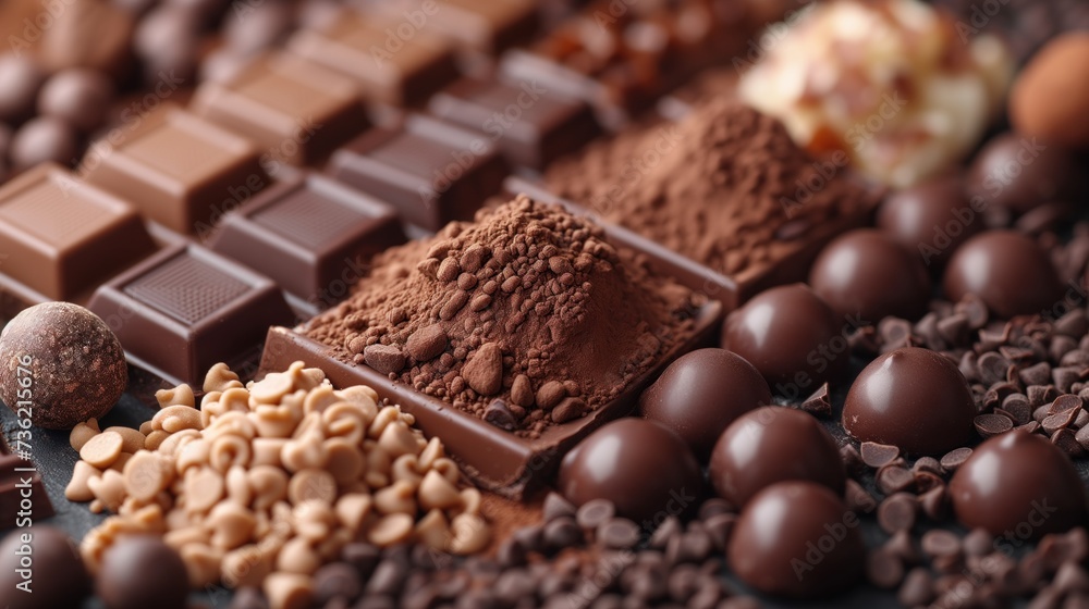assorted chocolate pieces close-up assorted chocolate pieces close-up