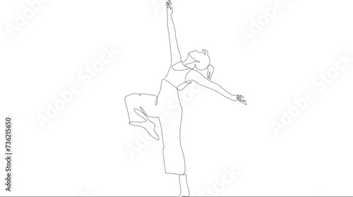 Continuous drawing in one line. Happy women's day. Happy woman stretching vector