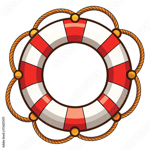 Illustration of lifebuoy ring with rope isolated on white