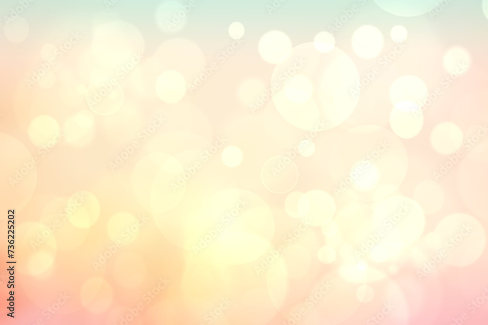 Abstract blurred fresh vivid spring summer light delicate yellow pink green orange bokeh background texture with bright circular soft color lights. Beautiful backdrop illustration. Abstract blurred fresh vivid spring summer light delicate yellow pink green orange bokeh background texture with bright circular soft color lights. Beautiful backdrop illustration.