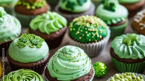 Saint Patrick's Day Baking, green color Irish theme cupcake