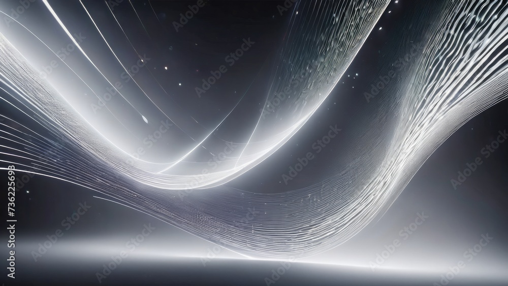 Naklejka premium Clean white background, white abstract background, wavy background, curved background, backdrops background, white particles, and wavy background