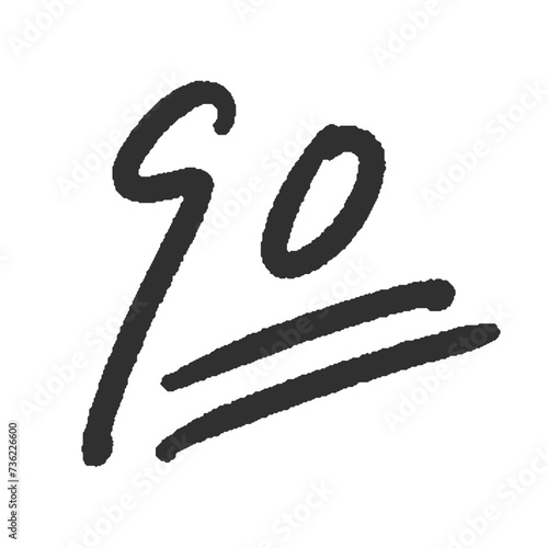 ラフな手書きの黒い数字の90とシンプルな装飾 - 90点のテストの点数や番号のデザイン素材