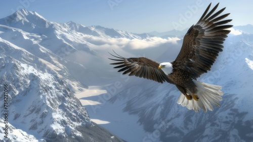 Eagle Dominating the Skies Above Mountainous Landscape