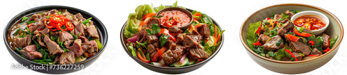 Cambodian food called beef Lok Lak, traditional khmer food. Isolated on transparent background photo