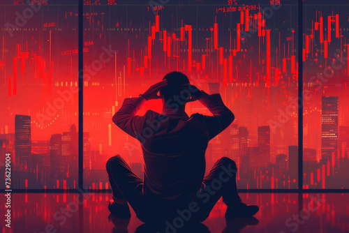 Stressed Stock Exchange Trader Can't Apprehend a Sudden Stock Market Collapse