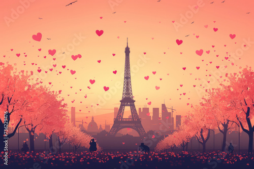The city of love Paris, France - Valentine day concept © surassawadee