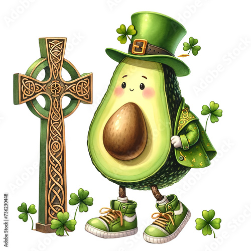 Long leg Avocado St.Patrick,Cute Avocodo,Irish Themed PNG,Lucky St.Shamrock Clipart, Clovers clipart, Irish Festive,flag irish,watercolor photo