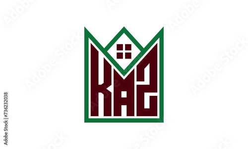 KAZ initial letter real estate builders logo design vector. construction ,housing, home marker, property, building, apartment, flat, compartment, business, corporate, house rent, rental, commercial