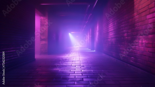 Background of an empty corridor with brick wall