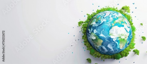 Earth Day Celebration. Concept of World Environment Day on White Background.