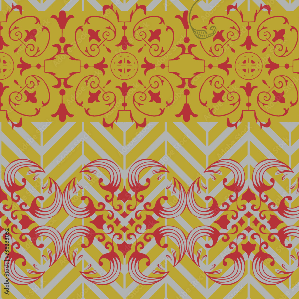 Seamless ornamental damask pattern design.abstract background.