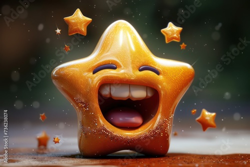 emoticion with stars over its mouth
